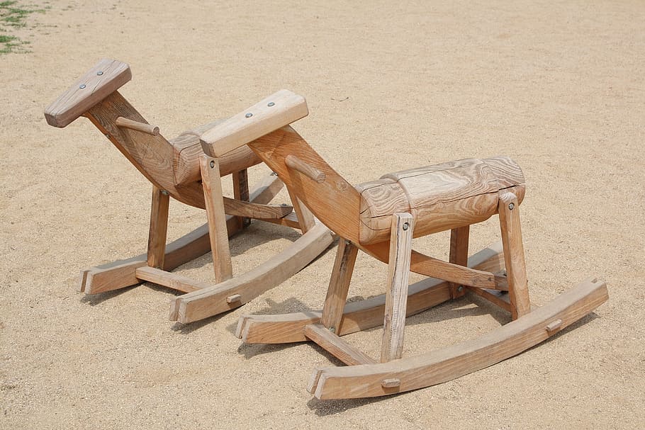 horses, play, horse, wood, children's, park, toy, rocking, chair