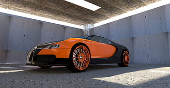 oranye, hitam, bugatti chiron, bugatti, veyron, mobil, auto, bolide, prototipe, rendering, tekstur