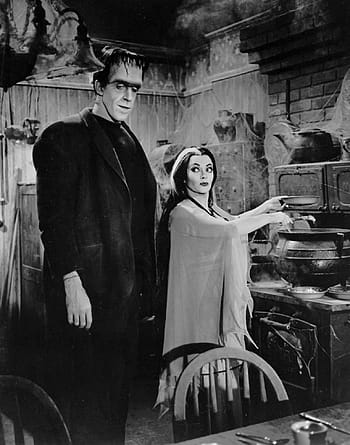 frankenstein, vedle, manželka, kuchyně malování, munsters, fred gwynne, yvonne decarlo, herec, herečka, televize, série