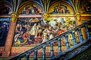 religiöse Malerei, Galerie, Ahnengalerie, Malerei, Kunst, Treppe, Wandgemälde, Design, Bild, Farbe, bunt