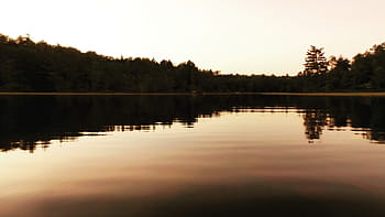 calma, lago, circostante, alberi, vicino, montagna, giorno, acqua, riflessione, natura, cielo