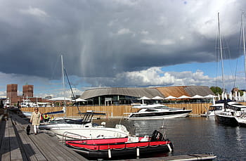 oslo, norway, port, oslofjord, city, town hall, summer, scandinavia, travel, akershus, clouds
