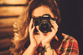 žena fotograf, dlouho, vlasy, použitím, Fotoaparát, žena, fotograf, dlouhé vlasy, lidé, dívka, technologie
