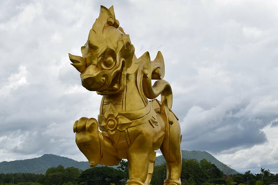singha, beer, park, mythical animal, asia