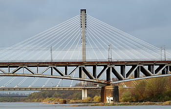 ponte, fiume, il viadotto, ferrovia, Varsavia, Wisla, funivia, pendente, poli, architettura, acqua