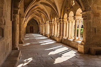 cloister, stone, monastery, religion, architecture, christian, cathedral, columns, church, vault, history