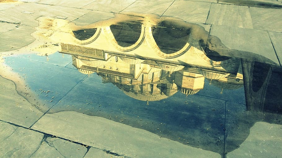 Reflection, Mirror, Day, Turkey, the mirror, white, detail, road, cami, minaret, istanbul