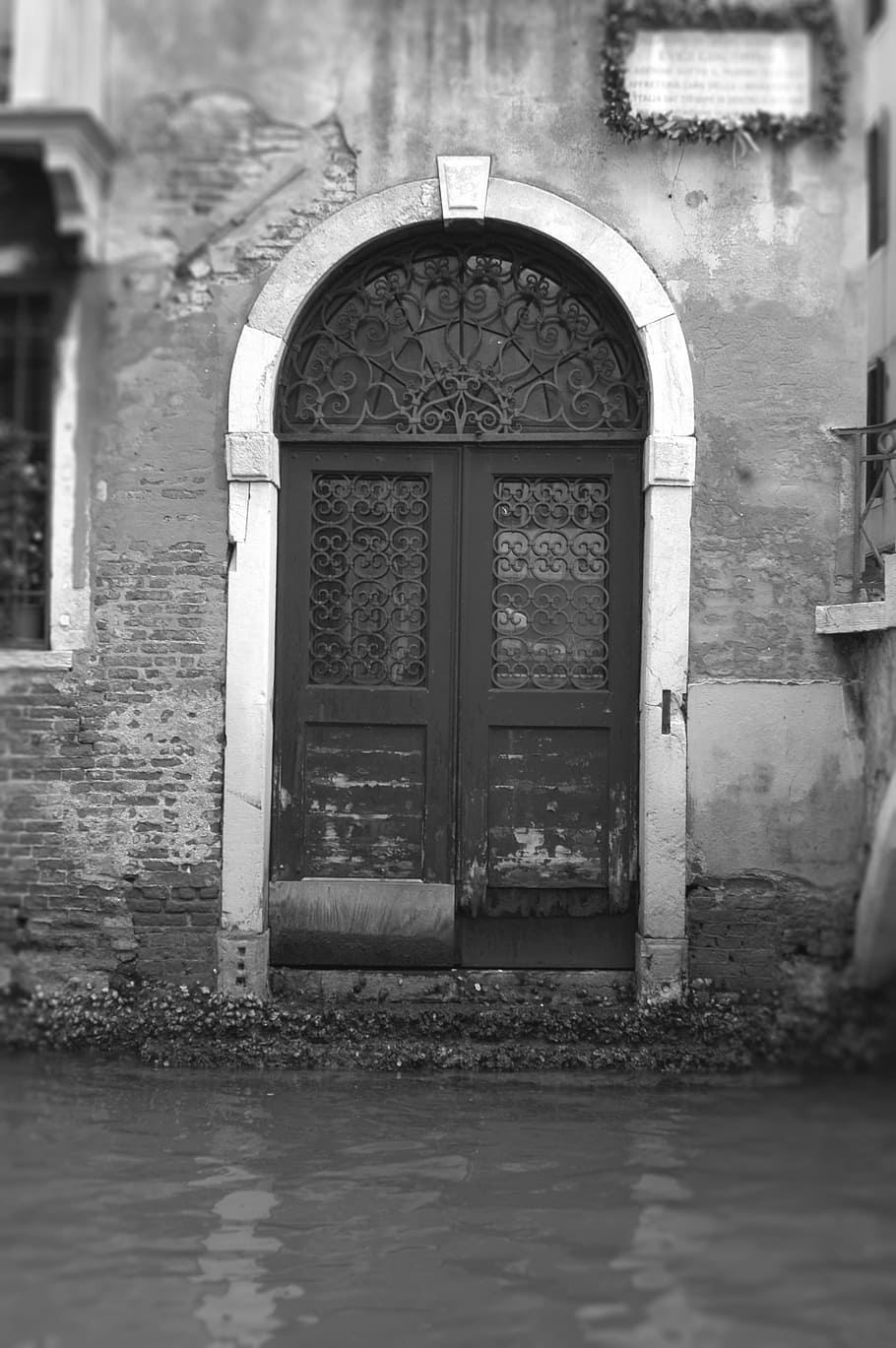 Itálie, veneto, Benátky, kanál, voda, dveře, cestovní ruch, Dům, černobílý obraz, exteriér budovy, architektura