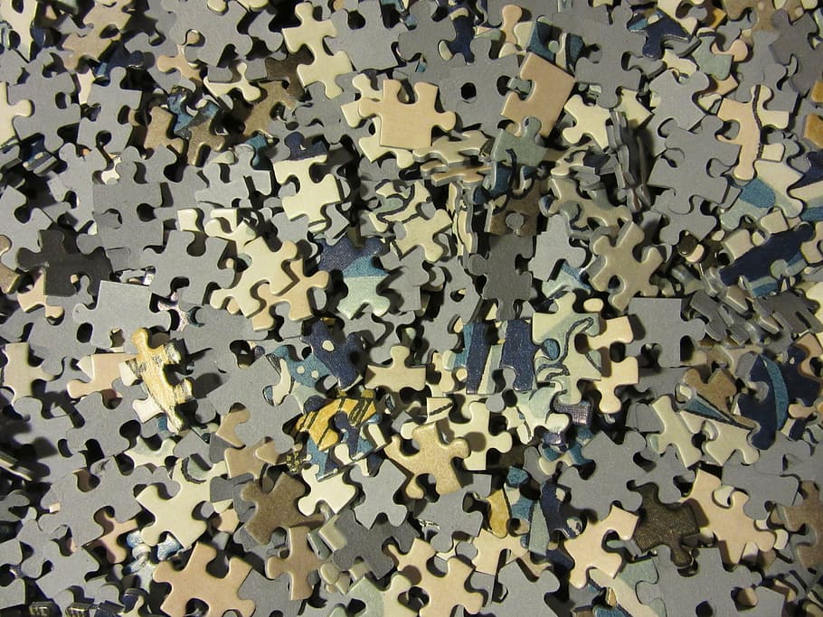 roztříděný, puzzle kus kus, hádanka, kousky puzzle, nepořádek, chaos, problém, řešení, hádanky, mnoho, podíl
