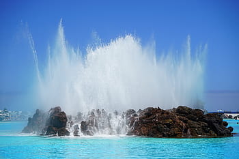 splash, water, brown, islet, daytime, fountain, inject, fountains, water feature, swimming pool, pool