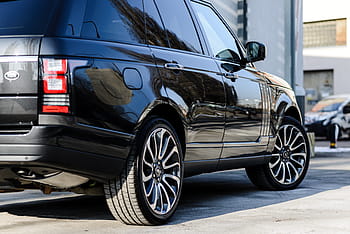 black, land, rover, range, suv, concrete, road, range rover, car, truck, vehicle