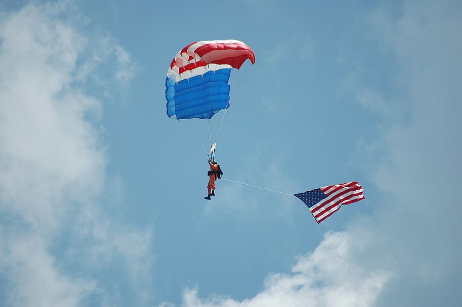 skydiver, parachute, extreme, sport, skydiving, parachuting, sky, activity, adventure, parachutist, jump