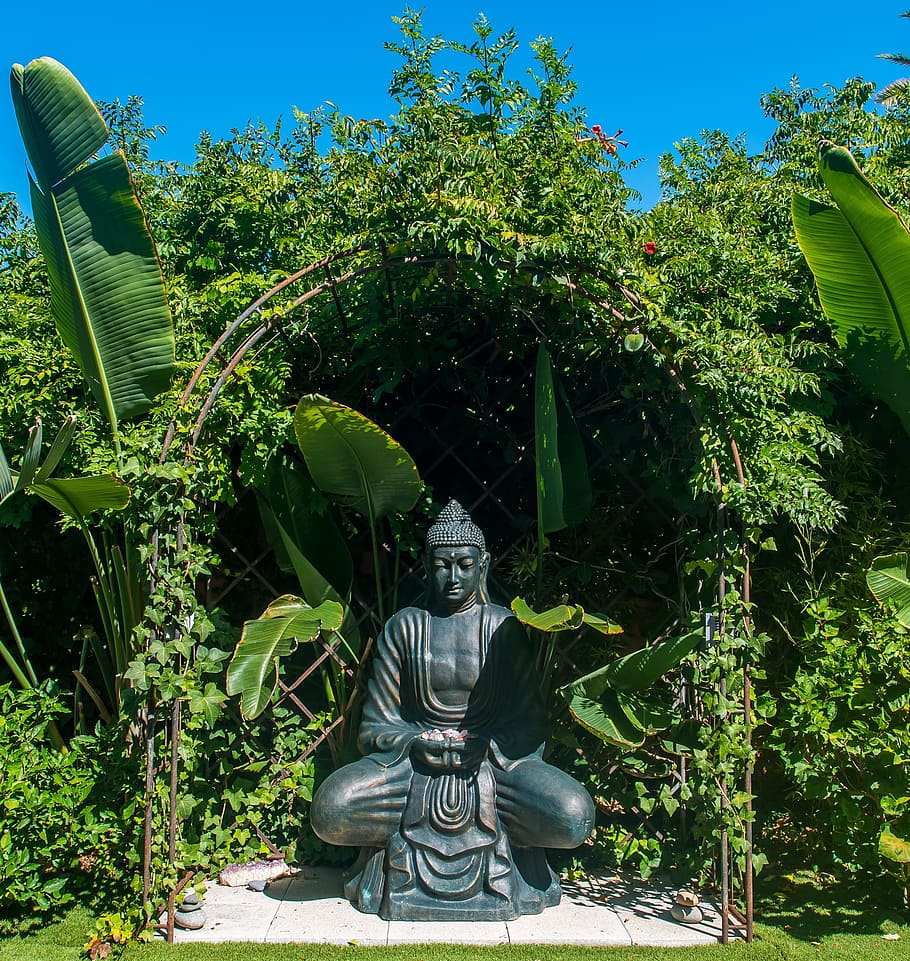 náboženství, budda, socha, kamenná postava, symbolů, rozjímání, uctívání, Buddha, buddhismus, indonéština, odpočinek