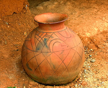 hnědý hrnec, západní africké sklenice, kontejner, primitivní, jíl, antický, ruční, hrnčířství, starý, řemeslo, hrnec