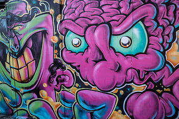 brain street art, captured, wall, Brain, Camden, urban, graffiti, street Art, abstract, science, backgrounds