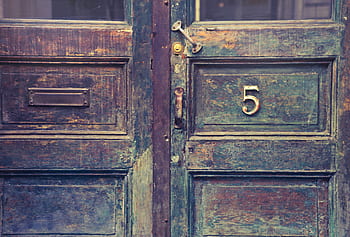 starožitnost, architektura, vchod, budova, Pět, 5, letterbox, dřevo, vinobraní, starý