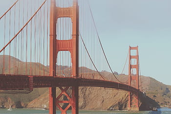 zlatý, brána most kalifornie, brána, během dne, Golden Gate Bridge, San Francisco, architektura, záliv, voda, lodí, hory