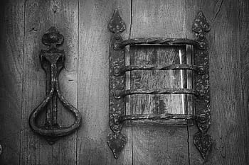 door, wood, old, black and white, steel, wooden, handle