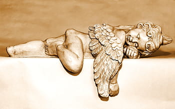 andělská keramická figurka, anděl, Anděl strážný, andělská postava, Vánoční anděl, spát, ležící, křídlo, postava, deco, socha