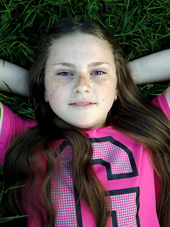 Girl, Freckles, Portrait, Smile, Grass, children only, child, one girl only, girls, childhood, looking at camera