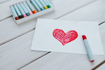 seni, cinta, merah, hati, menggambar, krayon, valentine, tercinta, kekasih, Little