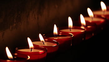 closeup, candle, glass holder, tea lights, church, light, prayer, candlelight, faith, religion, christianity