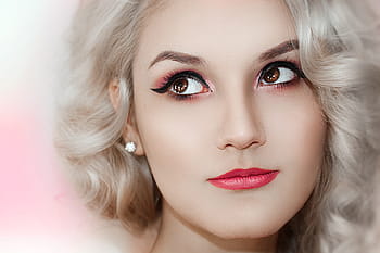 detailní, fotografie, ženská tvář, makeup, žena, móda, šarm, kůže, portrét, dívka, půvabný
