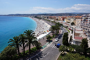top, view, road, body, water, nice, france, sea, mediterranean, french, south of france