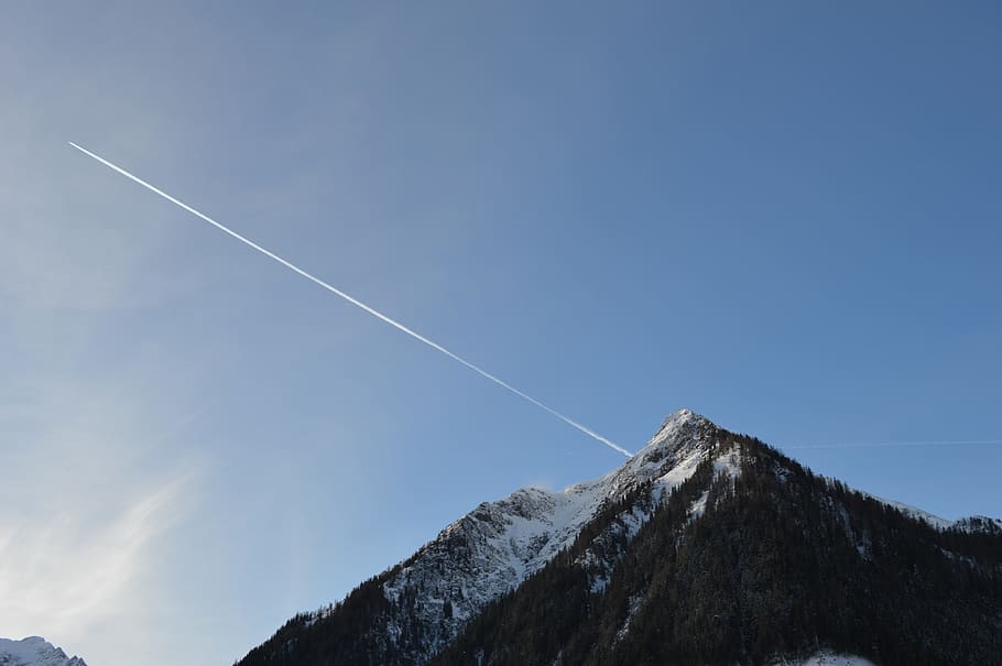 Mountain, Aircraft, Alpine, sky, blue, winter, nature, snow, mountain Peak, scenics, outdoors