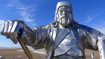 standbeeld, beeldhouwwerk, hemel, reizen, monument, dschinghis khan, Mongolië, man