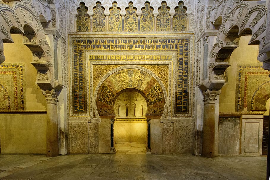 architektura, maurský, Španělsko, cordoba, mezquita, světové dědictví, mihrab