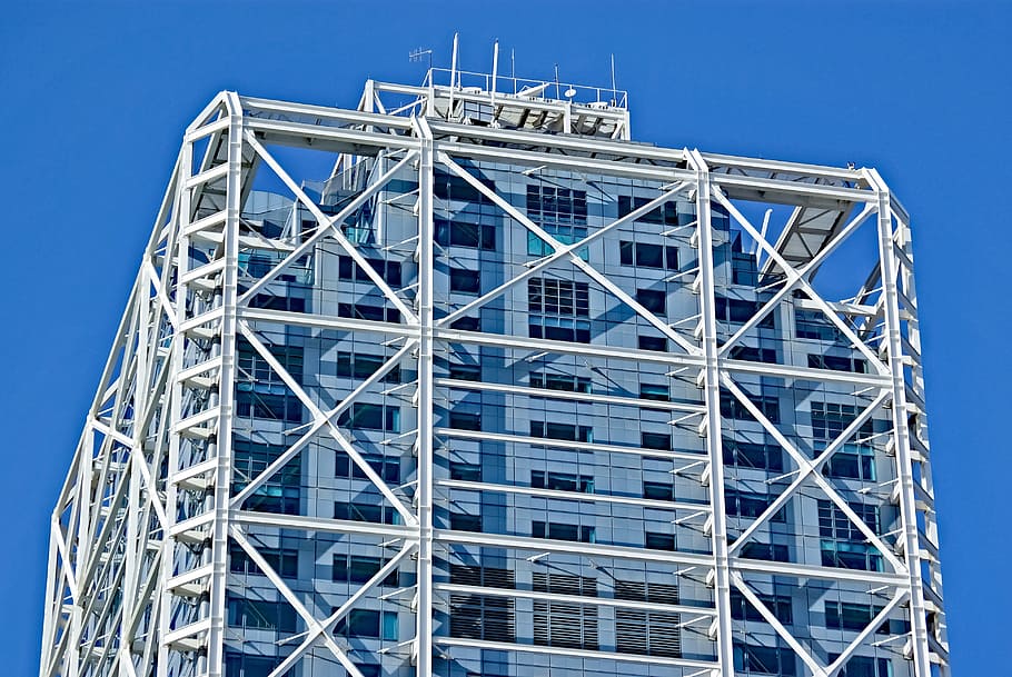 budova, věž, mrakodrap, městský, moderní, architektura, barcelona, Španělsko, stavební průmysl, stavba, staveniště