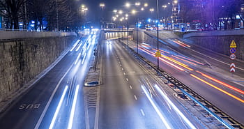 timelapse photo, silnice, v noci, architektura, budova, infrastruktura, pruh, Dálnice, světla, podepsat, město