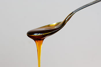 gray steel spoon, stainless, steel, spoon, brown, fluid, honey, food, food and drink, studio shot, close-up