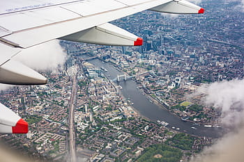jendela pesawat, Pusat, London, Inggris, Pesawat, Jendela, pesawat terbang, Britania, kota, awan, penerbangan