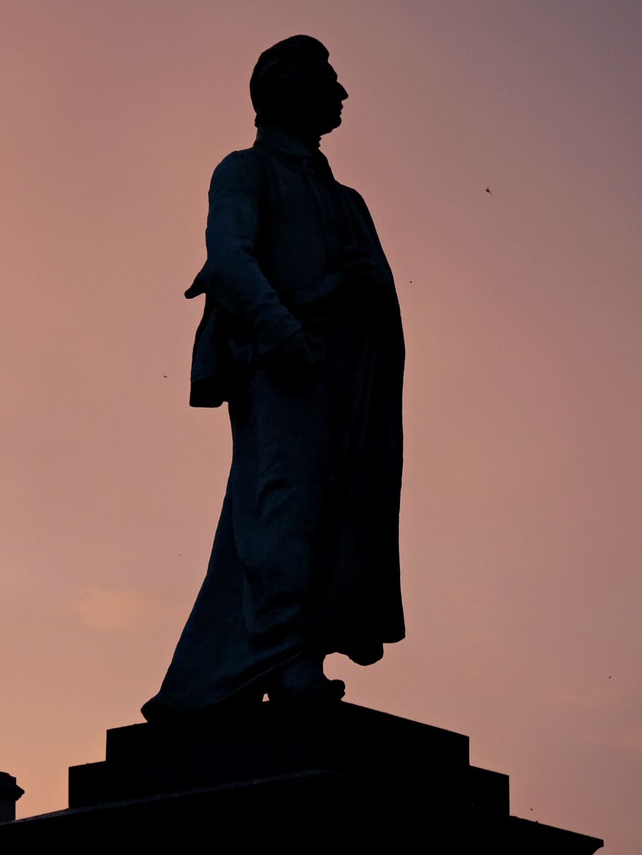 památník, adam mickiewicz, umění, Polsko, Krakov, Dějiny, trh, starého města, letní, západ slunce, socha