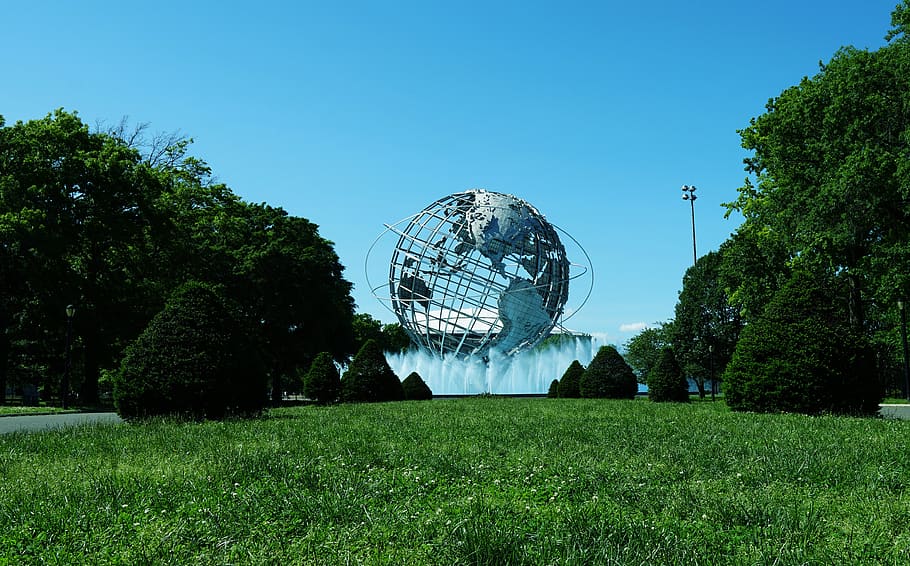 flushing, globe, world, new york, spherical, map, park, erth, queens, sphere