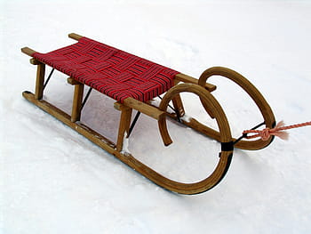 hnědý, Červené, sáně, skluzavka, sníh, zimní, zábava, jízda na saních, zimní sporty, volný čas, sáňkování