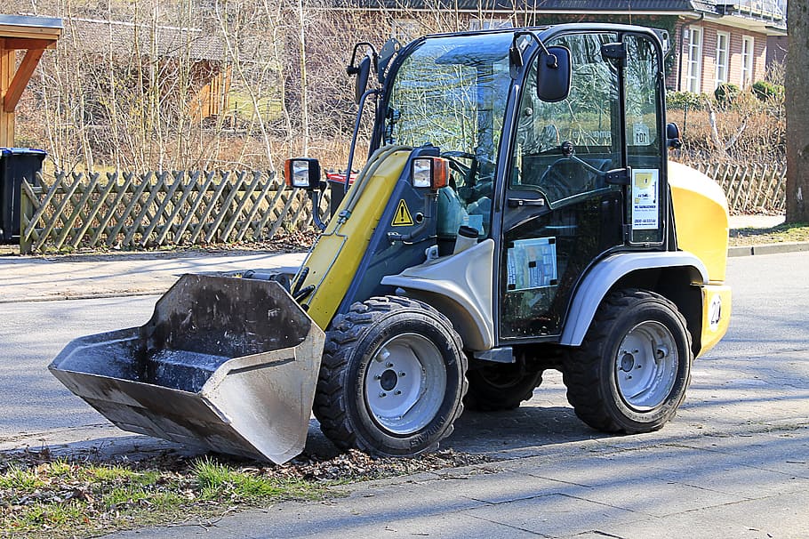 excavators, road, backhoe bucket, vehicle, construction work, machinery, land Vehicle, construction Industry, equipment, street, construction Machinery