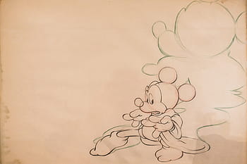 mickey mouse sketch, micky mouse, walt disney, figure, cartoon character, comic, fantasia, 1940, animation drawing, paper, colored pencil