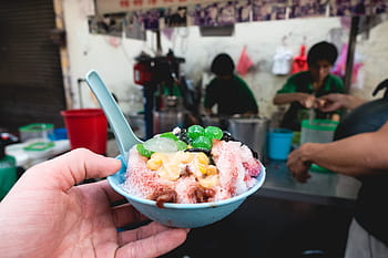 malajský dezert cendol, sladký, malajský, dezert, cendol, asijský, malajsie, mimo, pouliční jídlo, jídlo, lidé