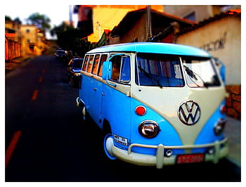 modrý, bílý, Volkswagen kombi, auto, vozidlo, přeprava, cestovat, dobrodružství, silnice, volkswagen, dodávka