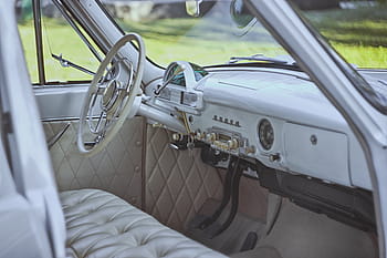 vazio, branco, aparado, veículo, interior, carro, clássico, automóvel, transporte, vintage, retro