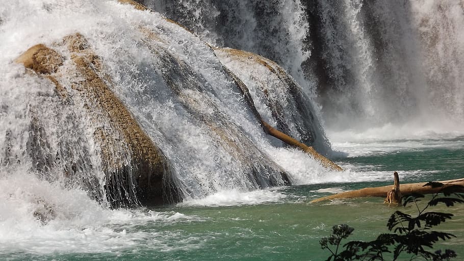fotografování, voda, padá, během dne, agua azul, kaskád, vodopád, řeka, čerstvý, sprej, proud