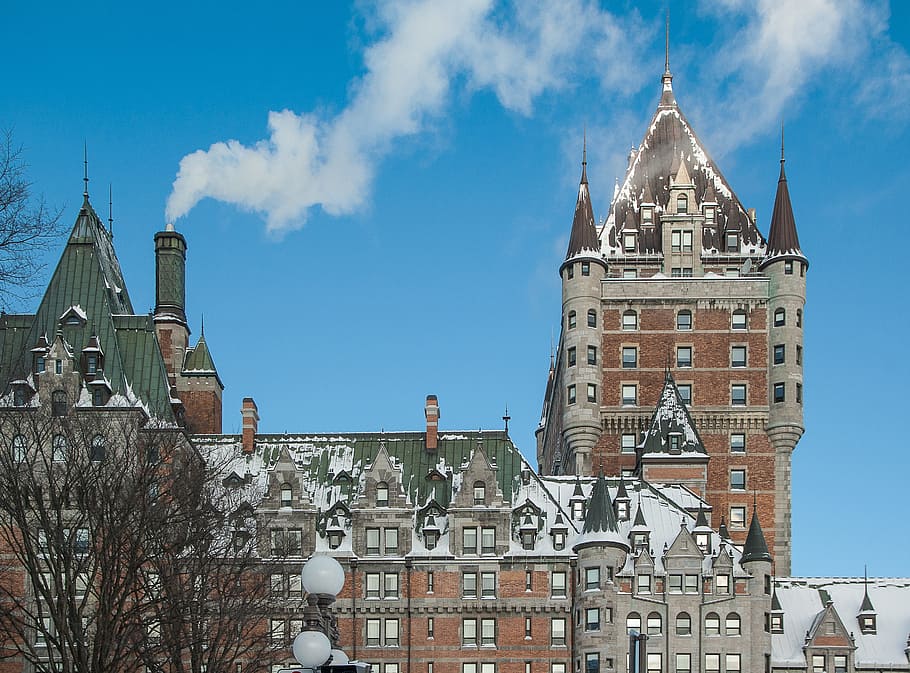 québec, château frontenac, památník, kouř, architektura