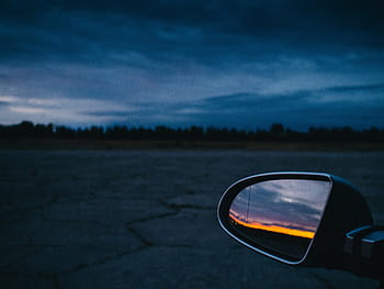 selective, focus photography, vehicle wing mirror, depth, field, photography, car, left, side, mirror, reflecting