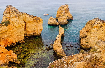 mar, rock, boat, rocks, costa, litoral, stones, landscape hdr, 4k, 6k