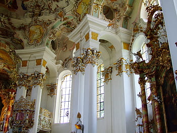 vícebarevné katedrály strop, kostel, poutní kostel, poutní kostel wies, Wieskirche, umění, stavební umění, přitažlivý, dekorace, romantický, bavaria