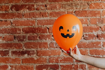 balon, oranye, wajah, lucu, musim gugur, pria, Halloween