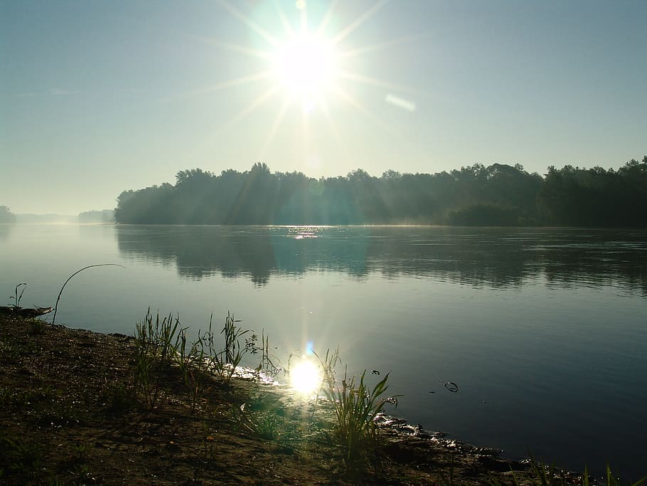 drava, alba, pesca, estate, fiume
